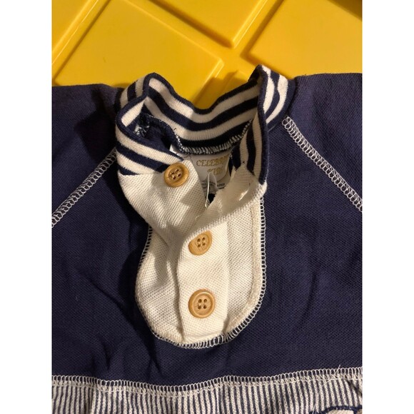 Vintage Celebrity Kids Navy & Cream Baby Outfit 3–6M Embroidered Dog - Picture 5 of 8